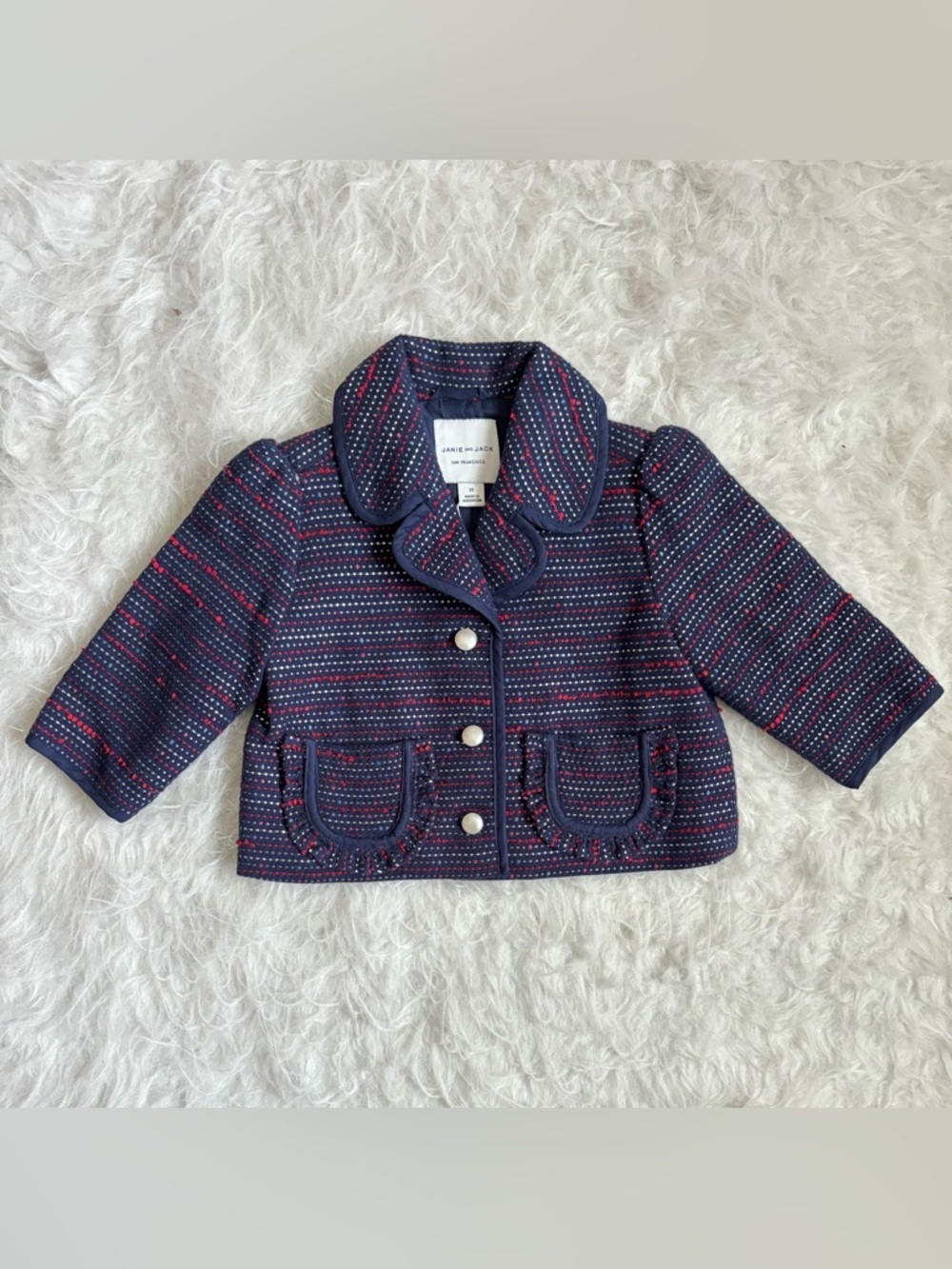Janie and Jack Toddler Navy and Red Classic Blazer